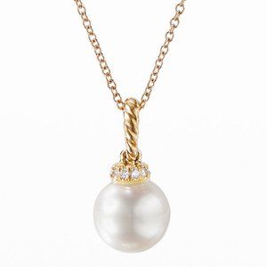 David Yurman Solari Pendant in 18K Yellow Gold with Pearl and Pavé Diamonds